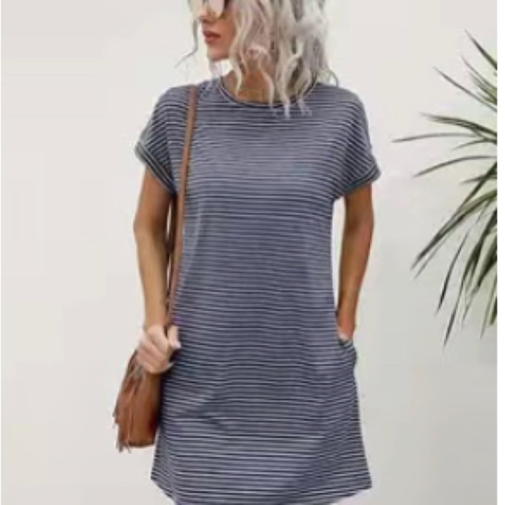 Striped crew neck tshirt dress